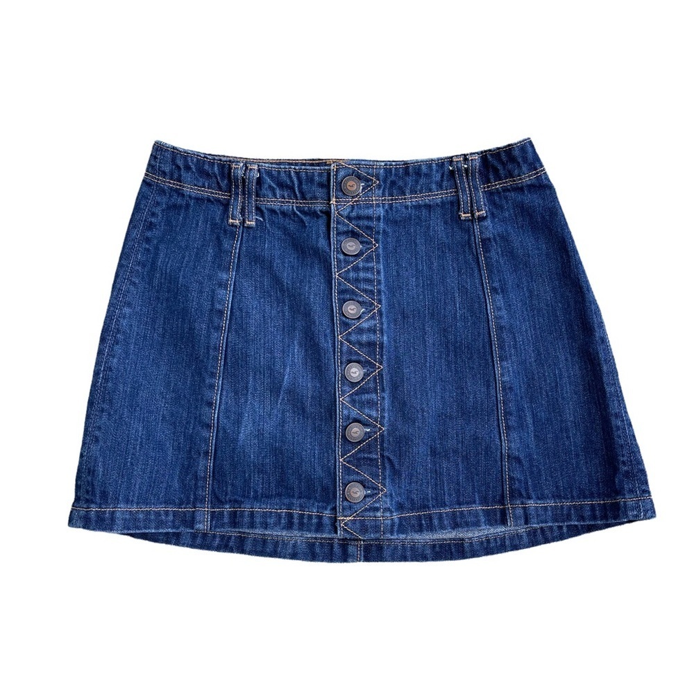 Hollister Dark Wash Button Mini‎ Skirt